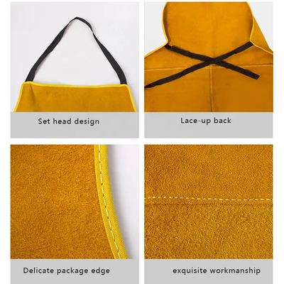 Yellow Cow Split Fire Resistant Barbeque Industrial Safety Clothing leather Welding Apron