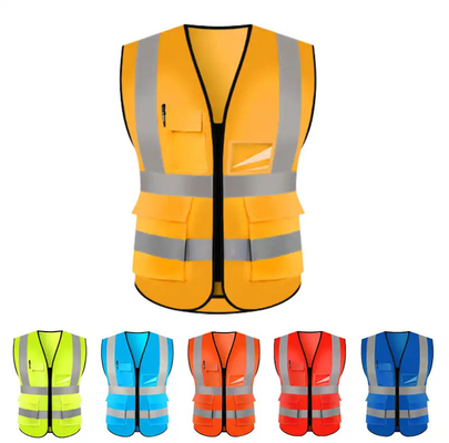 High Visibility Reflective Road Safety Vest Worker Construction Electrical Protective Vest With Pockets