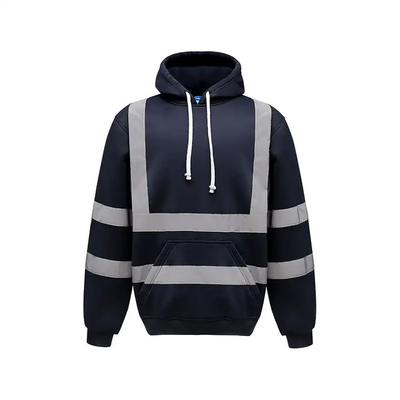 Construction Site Long Sleeve Plus Fleece Zipper Reflective Hoodie Outdoor Highlight Safety American Size Cardigan Coat