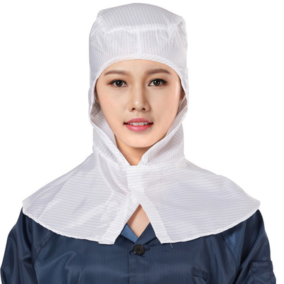 โรงงานผลิตไฟเบอร์อิเล็กทรอนิกส์พอลิเอสเตอร์ไร้เส้น Lint ESD Hoods งานห้องสะอาด ESD หมวก shawl